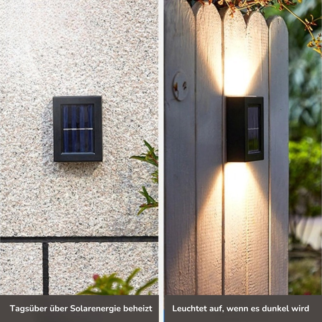 Kabellose LED-Solar-Wandleuchten Deluxe - Schaffe die perfekte Atmosphäre in deinem Garten!