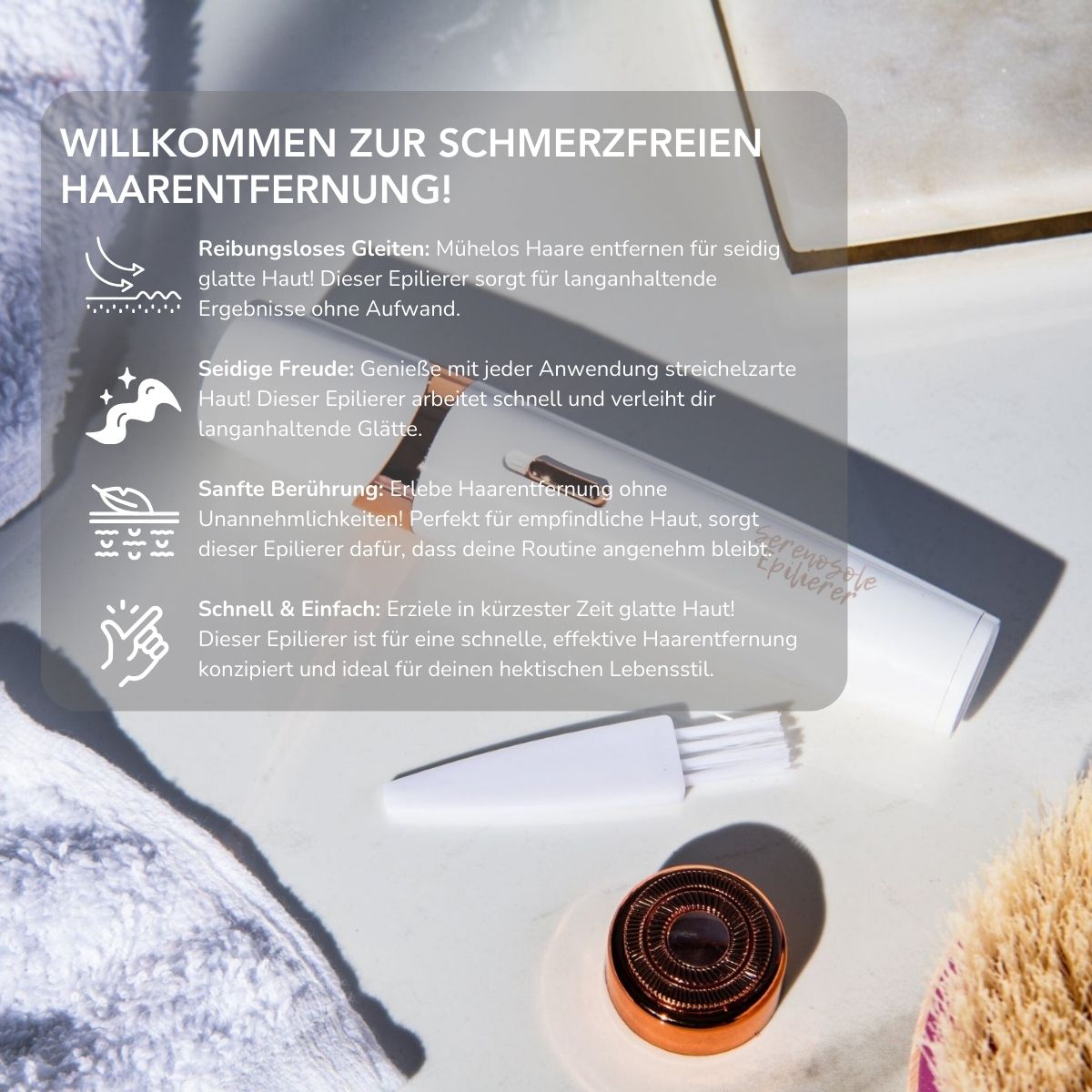 Serenosole™ BareBeauty Haar-Epilierer | Lässt deine Haut seidig weich anfühlen | Schmerzfreie Haarentfernung