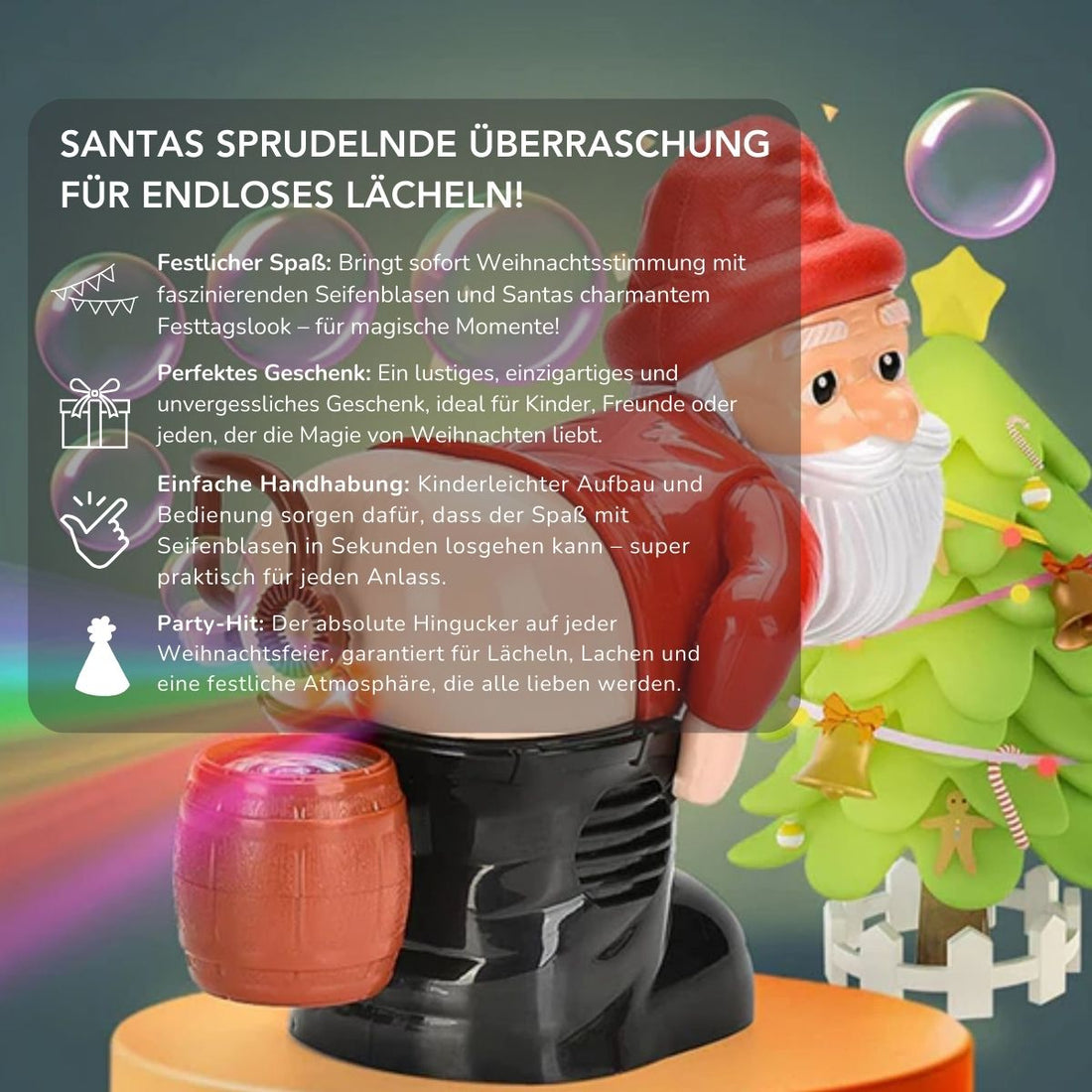 Serenosole™ BubbleSanta Seifenblasenbläser | Bläst endlose Blasen für unaufhörlichen Spaß und Freude | Ultimative Blasen-Spaß 2024