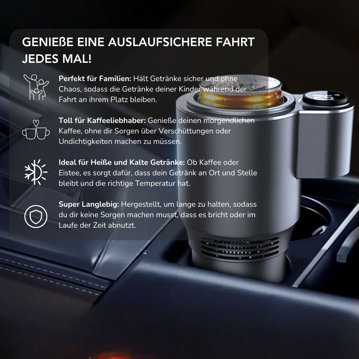 Serenosole™ GripSip Auto-Getränkehalter | Halte Getränke unterwegs heiß oder kalt!