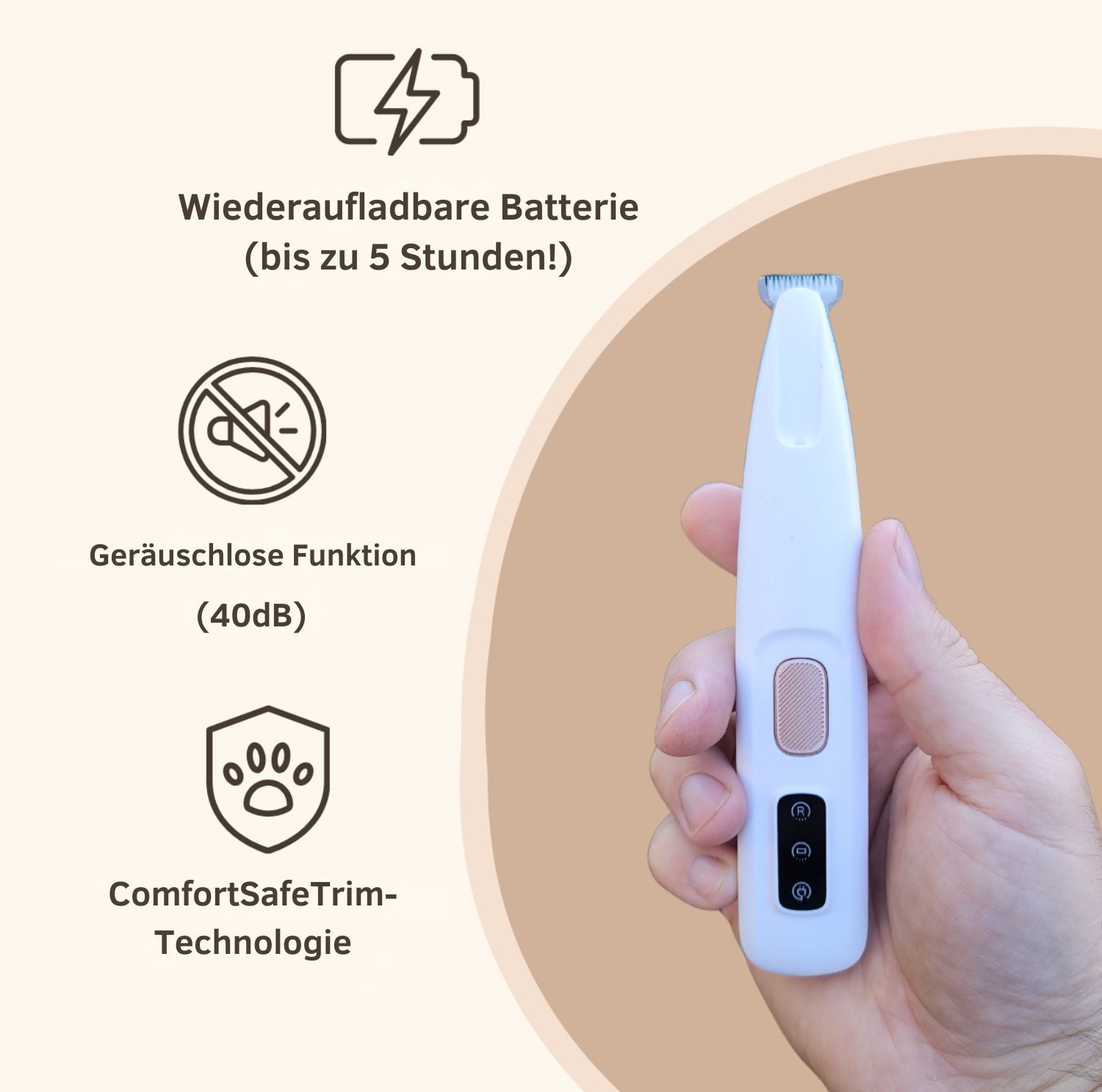 Serenosole™ GroomBuddies Elektrischer Hundetrimmer | Sanftes und komfortables Erlebnis für deinen pelzigen Freund | Die leiseste Hundetrimmer 2024