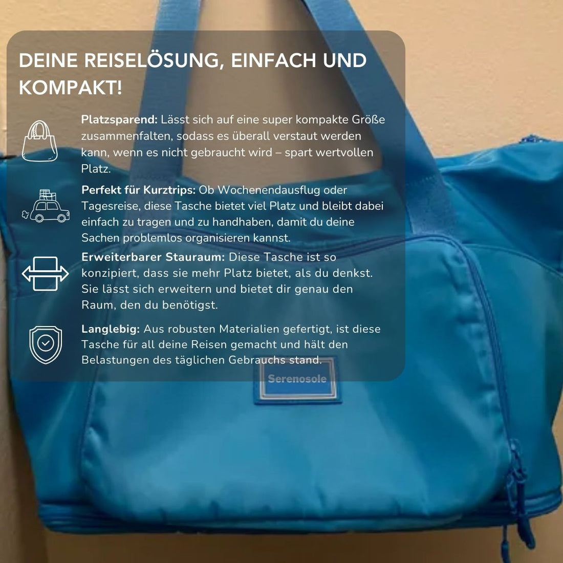 Serenosole™ FlexiPack Faltbare Reisetasche | Faltbar und super einfach zu packen, perfekt für jede Reise | Die ultimative Reise-Tasche für unterwegs 2024