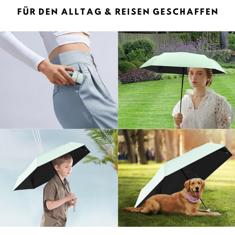 Serenosole™ RainMate Mini-Schirm | Mühelos mitzunehmen und deshalb immer trocken | Kleinster Regenschirm 2024 (1+1 GRATIS)