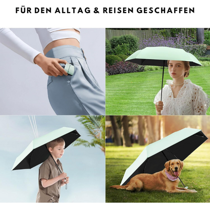 Serenosole™ RainMate Mini-Schirm | Mühelos mitzunehmen und deshalb immer trocken | Kleinster Regenschirm 2024 (1+1 GRATIS)