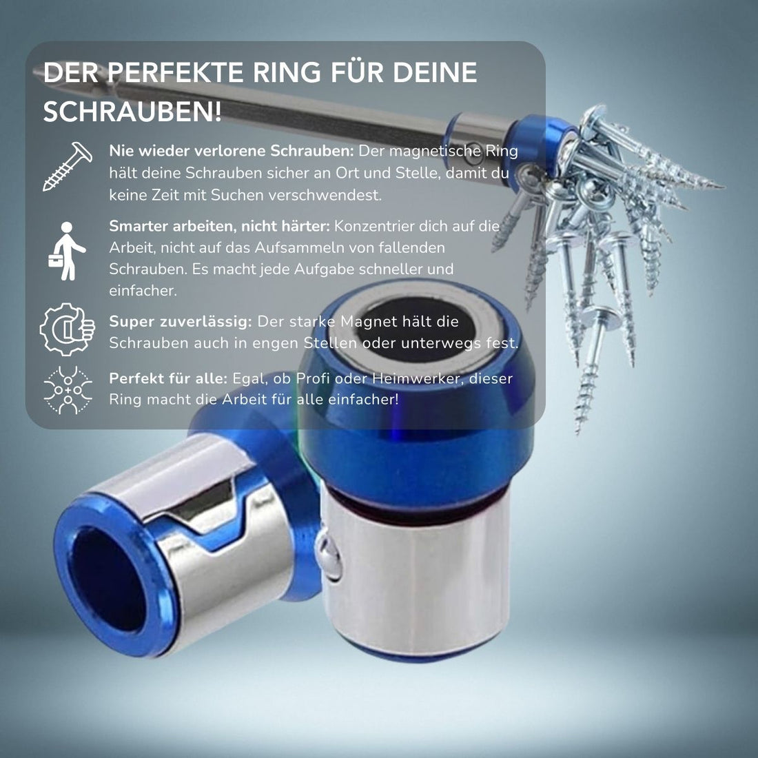 Serenosole™ GripMaster Magnetischer Schraubenring | Nie wieder eine Schraube verlieren | Die smarteste Art, Schrauben zu behalten 2024 (2+2 GRATIS)