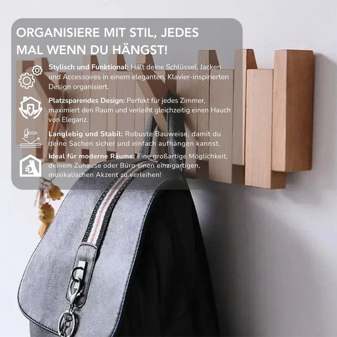 Serenosole™ HangEase Klavier-Garderobe | Hält Schlüssel und Jacken stilvoll an einem Ort | Stylischster Rack 2024