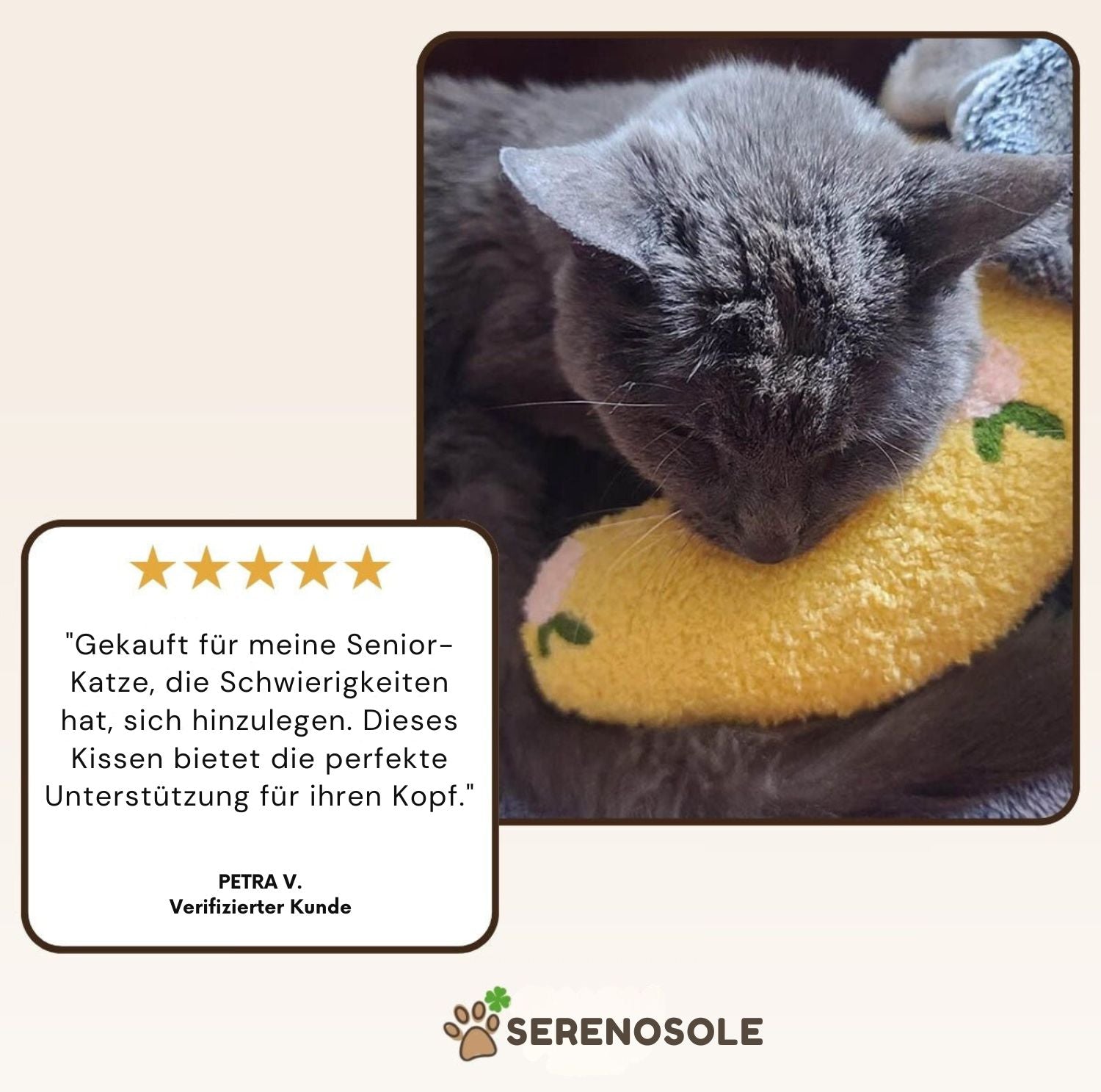 Serenosole™ CozyPaws Kleines Katzenkissen | Optimaler Komfort und ein ruhiger Rückzugsort | Perfekte Schlaflösung 2024 (1+1 GRATIS)