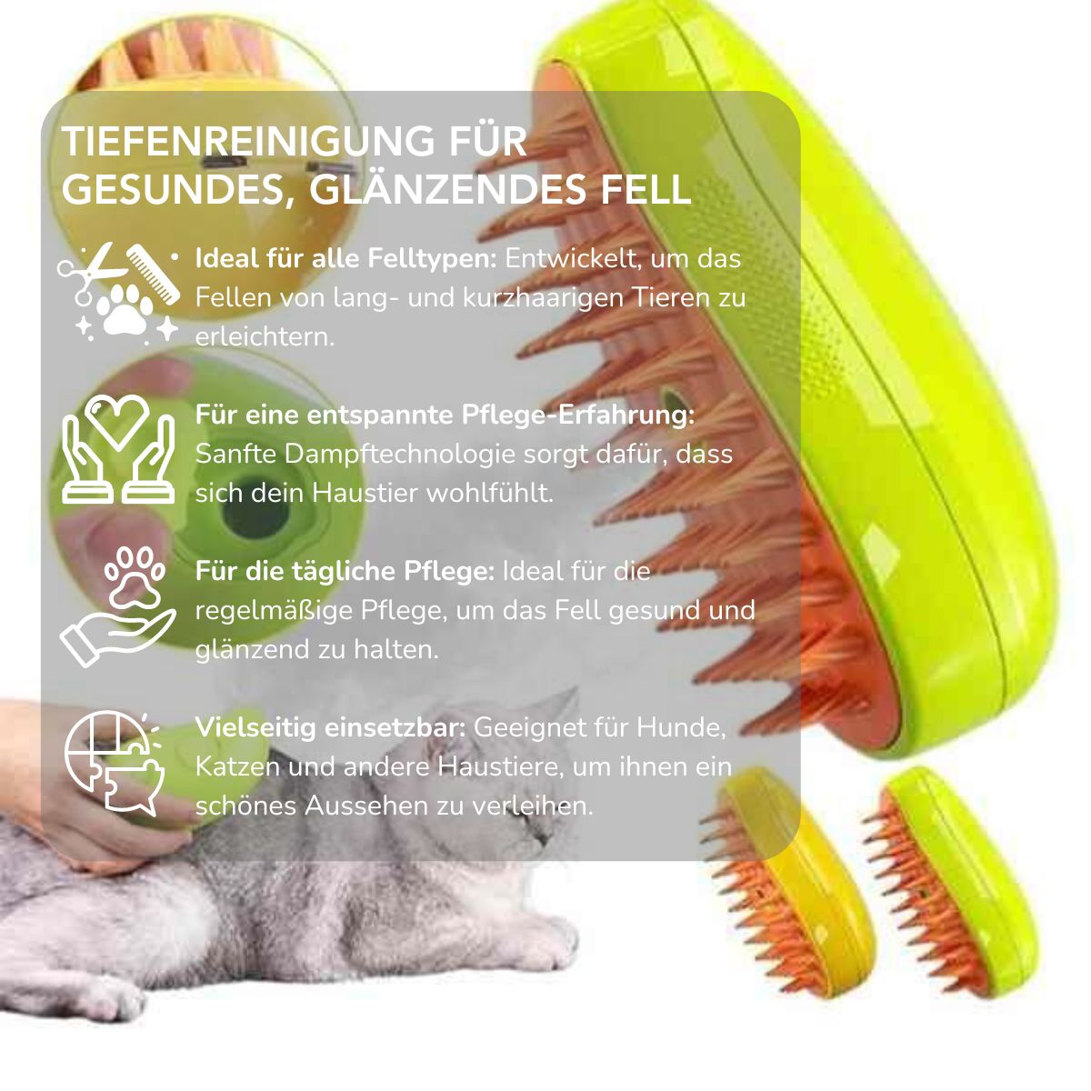 Serenosole™ Pawfect Brush Dampfbürste für Haustiere | Die Kraft des Dampfes für effektives Grooming | Ultimative Dampfbürste für Haustiere 2024