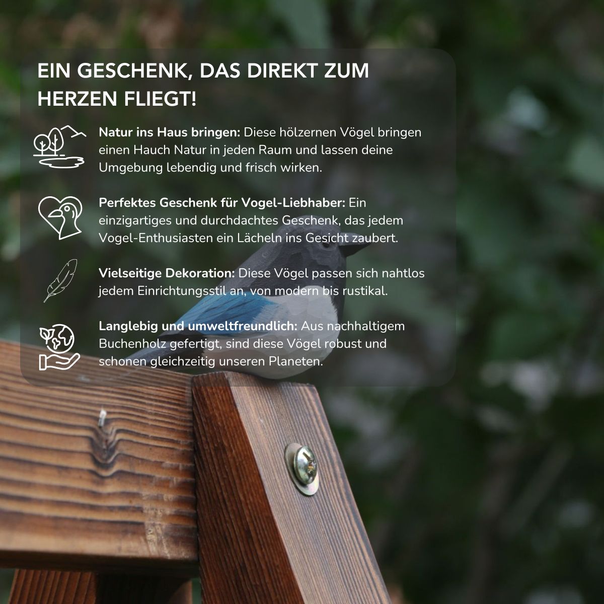 Serenosole™ BirdyNest Hölzerne Vögel | Bringt den Charme der Natur nach drinnen | Charmanteste hölzerne Vögel 2024