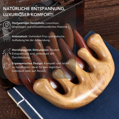 Serenosole™ CalmMeridian Holz-Massagekamm | Reduziert Frizz und fördert eine beruhigende Kopfhautmassage | Natürliche Entspannung 2024 (1+1 GRATIS)