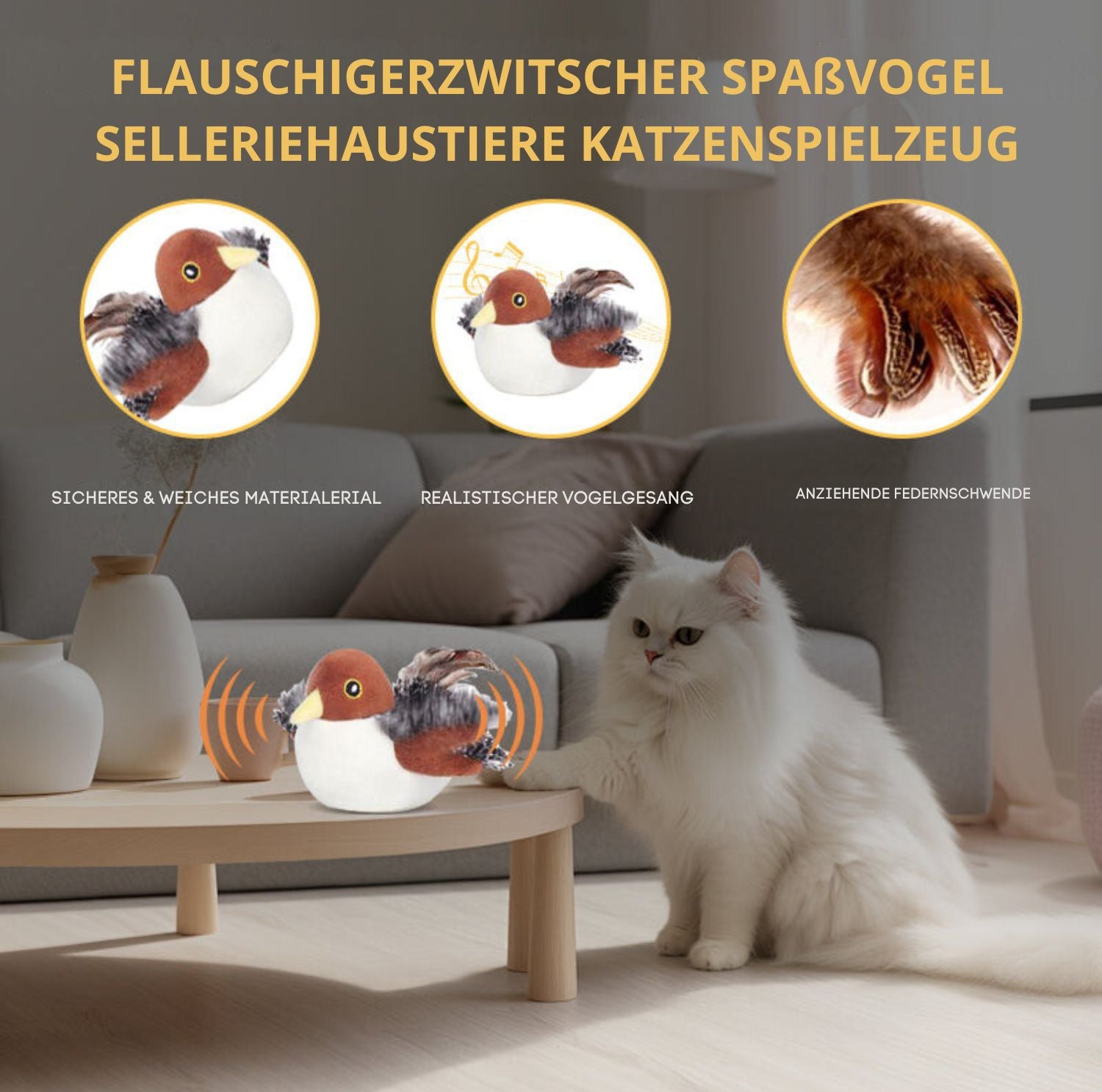 Serenosole™ BirdyBuddy Katzenspielzeug | Zieht die Aufmerksamkeit deiner Katze auf sich und regt zum Spielen an | Fesselndstes Katzenspielzeug 2024